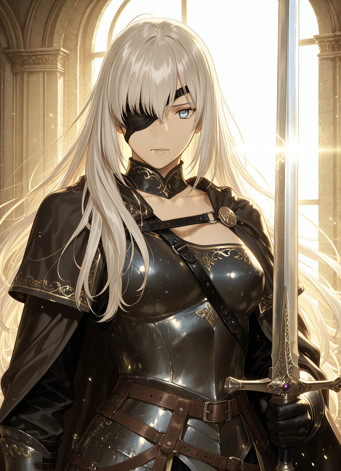 beautyfull woman, phoenyx armor from saint seiya, silver armor, sidecut lilac hair, black lipstick, gothic