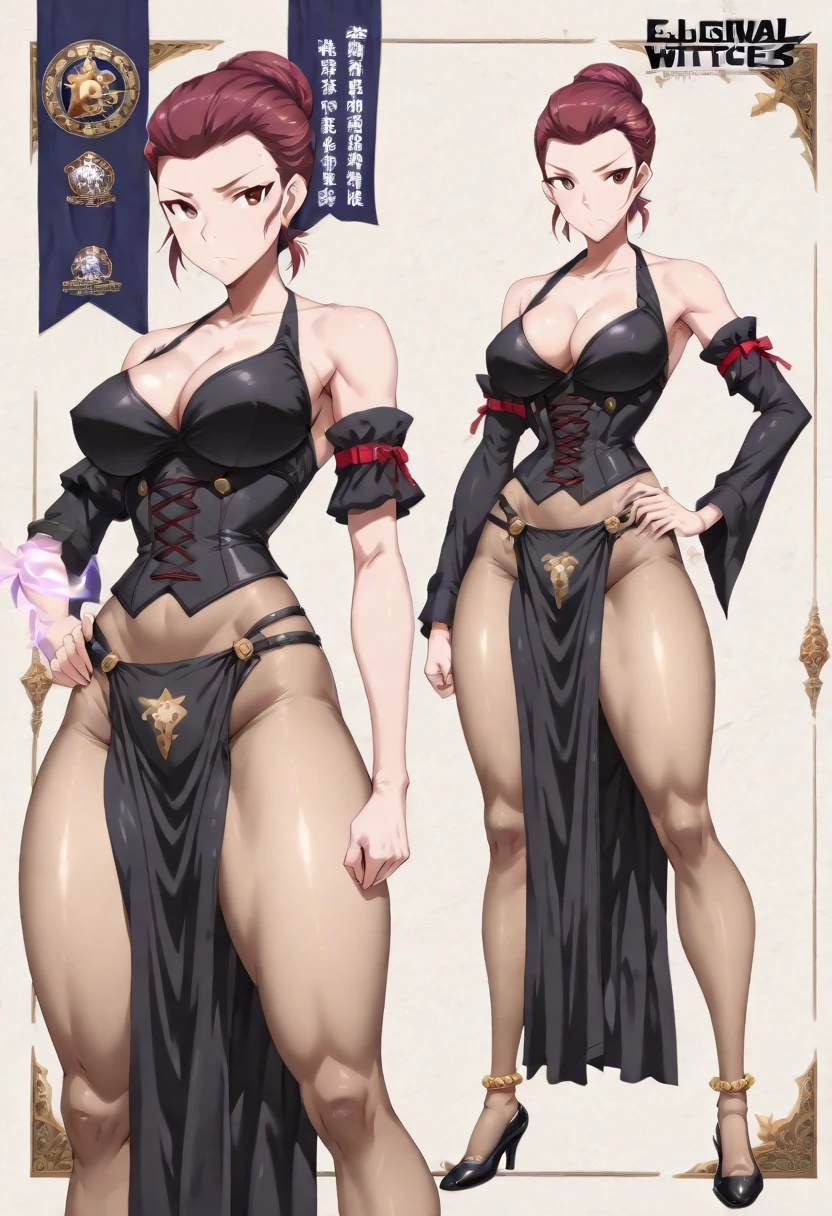 score_9, score_8_up, score_7_up, score_6_up, score_5_up, score_4_up, BREAK,
1girl, cattleya, black hair, ponytail, glasses, blue eyes,
huge breasts, mature female,
boots, gloves, apron, single gauntlet, pink underwear,
hands on hips, full body, smile, looking at viewer, solo, simple background, white background   <lora:CattleyaXL:1>