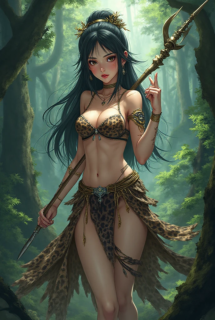 Full body, EVA Rapunzel girl with graceful figure with black hair in the Garden of Eden, girl's body sexy, legs long and graceful, graceful ankles, in the background tree of life on which serpent tempts and red apple of life knowledge, serpent tempts girl, photorealism, super detailed, site 500px, contrast lighting, outline around girl, fill light is soft, 32k