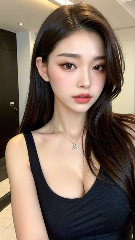 ((maximum quality, 8k, artwork: 1.3)), beauty, super model, 1 most beautiful girl in the world, close-up on beautiful face: 1.3, Slender abs: 1.1, perfect details, Nightgown, lingerie, ????, cleavage, huge sagging ???????, long ???????, very long black hair, (While sitting on the bed in micro panties, ?????????, ?????????, transparent micro panties), ultra detailed face, dimple, mole, highly detailed lips, detailed eyes , perfect eyes, double eyelids, looking at the camera, photo taken from top to bottom.