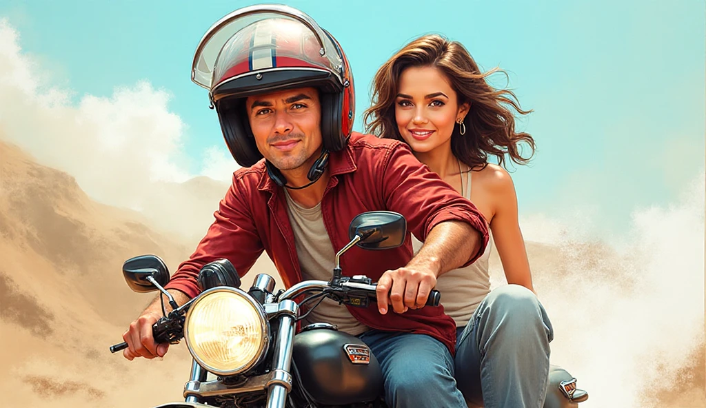 Prince Charming and Princess ride their motorcycles to the beach