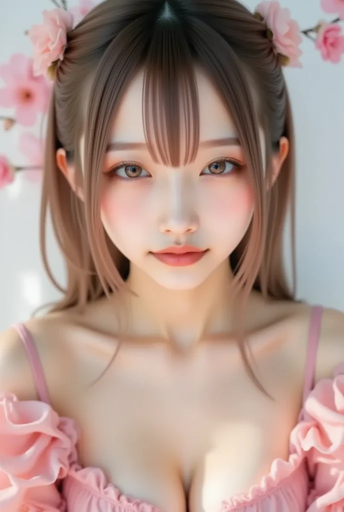(8k, 4k, best quality, highres, ultra high res:1.1), (masterpiece, realistic, photo-realistic:1.1), 1girl, face, close-up, blonde hair with tips painted in pink, red, red lips, (looking at the viewer:2), absurdly long hair, long eyelashes, shadow, slightly dark eyelid, small face,  shoulders, high contrast, --auto --s2