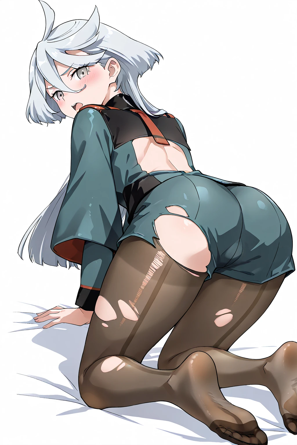 Black hair twin tails,White ribbon,Shaved,Stripes々a woman wearing socks, 2b, 2b ..., ???????, 不気味A pose, Anime guy squatting, Pubic Pose, ??A pose, Obedient, Mr.々A pose, Neutral Pose, Suppressed, Clitoral piercings with metal ?????,A drawing of a chain and a ball,???????????????? with chains,Fold your hands behind your body