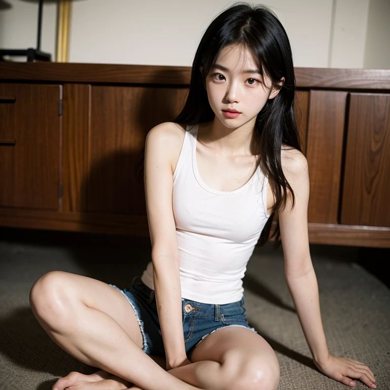 Perfect Japanese Girl, 23 years old, huge breats, spreading legs, long black hair, cute face, library setting