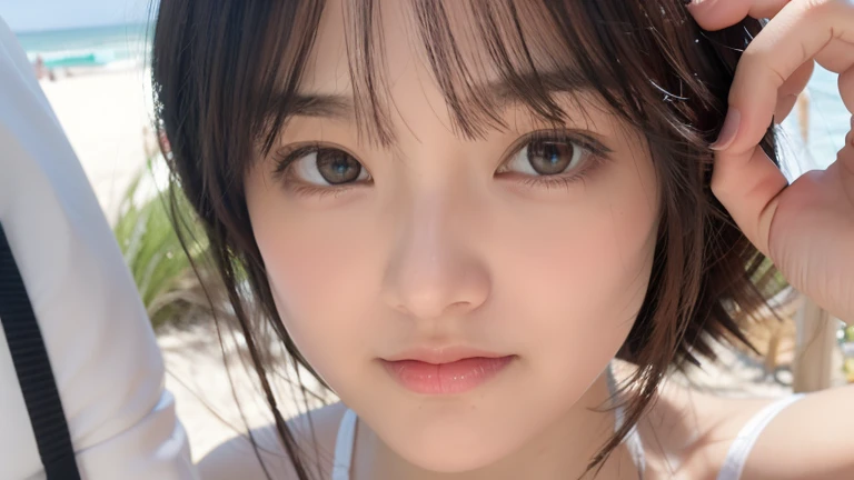 1girl, solo, cute japanese girl, (), short hair, break,,
(highest quality), (RAW Photos), (8k, RAW photo, best quality, masterpiece:1.2), (realistic, photo-realistic:1.4), (extremely detailed 8k wallpaper), highest quality, masterpiece, High resolution,
in the beach,
