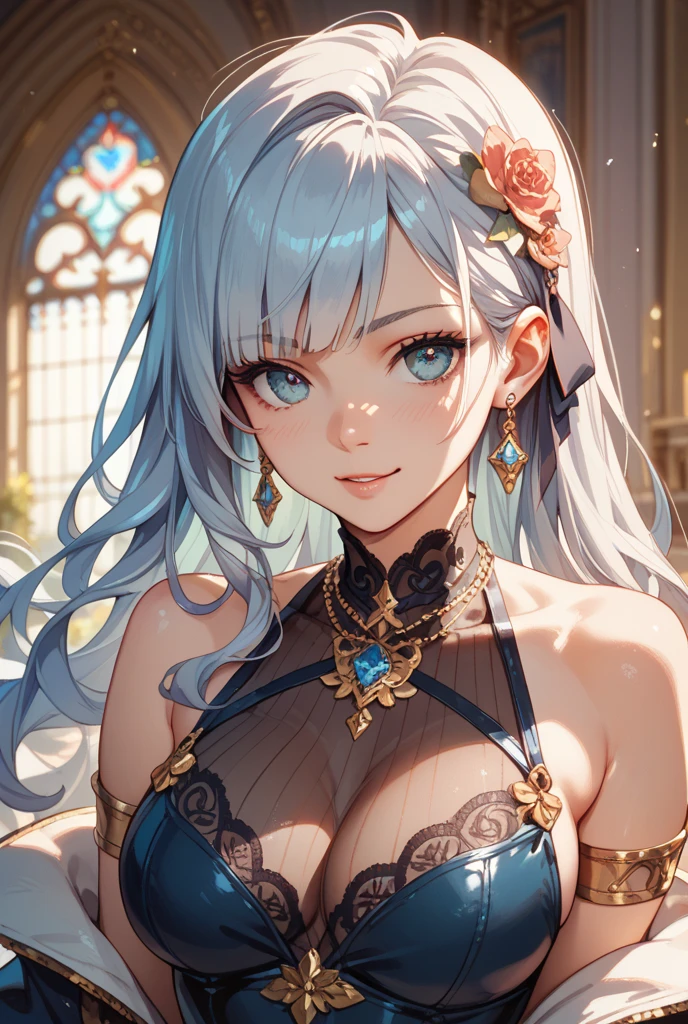 (((masterpiece))), (((best quality))), ((Extremely detailed)), ((Super beautiful illustrations)), ((Super Fine)), (16K highest quality wallpaper:1.4), (Upper Body:1.6), Human Development Report, (Highly detailed and delicate illustration style:1.8), Delicate skin texture, Detailed fabric texture, Extremely detailed的描述, (T-masterpiece), (Highly detailed face:1.2), (Detailed fox ears:1.2), (Very fine and shiny golden brown hair:1.2), (Extremely delicate and clear blue eyes:1.2), The original, RAW photos, professional, Intricate details, Super Detail, Rainbow Light:1.7, Direct light:1.6, (Perfect anatomical structure:1.4), (Very detailed hands:1.2), (Very detailed hands指:1.2), (Highly detailed fingertips:1.2), (27 years old), (Solitary:1.8), real, ((Beautiful and charming blue-eyed fox model，The messenger and the witch of God:1.4)) brake (Beautiful and cute fox ears:1.6), (Exquisite details的狐狸耳朵:1.4), (Beautiful and good-looking big:1.2), (Beautiful and shapely ????????), (Very beautiful and shiny rainbow hair, Colorful hair:1.6), (Very beautiful and transparent blue eyes，Shine with rainbow colors, Colored eyes:1.5), (beautiful clear blue eyes，The details sparkle:1.6), (Highly detailed face:1.4), (Smile:1.3), (Looking at the audience:1.4), (permanent:1.4) brake (Just after noon:1.4), ((In the background is an extremely detailed and intricate European church interior:1.4)), (Interior of a European church，Exquisite details:1.2) brake ((Shiny black and silver pope costume:1.5)) brake 