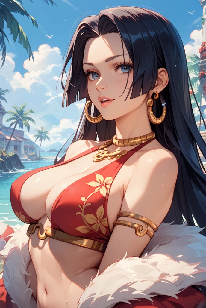A busty woman enjoying the summer while watching the Daimonji bonfire