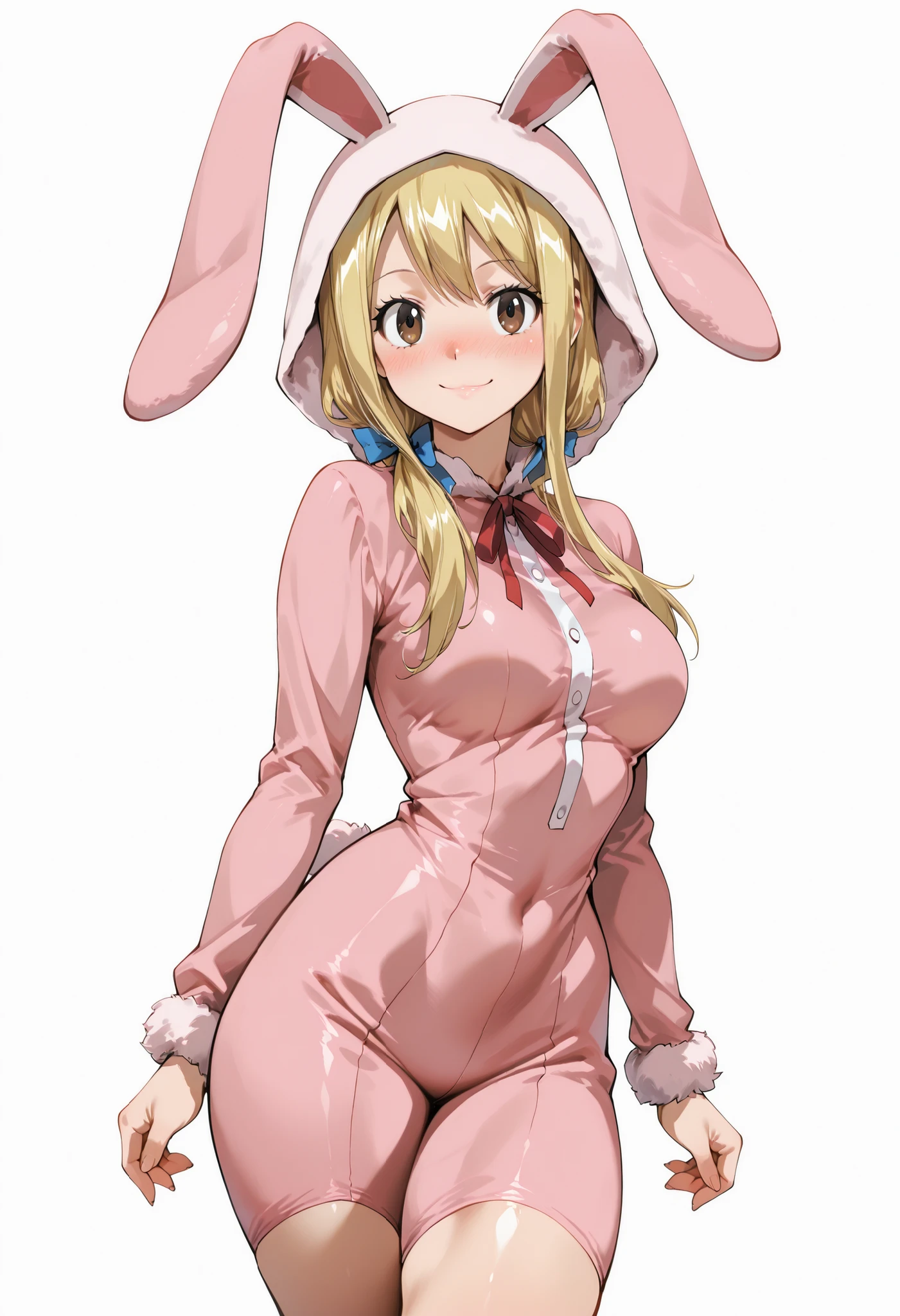 score_9, score_8_up, score_7_up, source_anime, lucy heartfilia, long hair, blonde hair, , brown eyes,,, blue hair ribbon,, blush, drunk,, , looking at viewer,, , solo,, , big , thick thigs, wide , slim waist, mature body, nose blush,, looking at viewer, nice legs, legs, standing, solo, female, shiny skin, shiny hair, shiny body, clear body,,, cowboy shot ,,,, ,,,, , looking at viewer, NOSE BLUSH,,wide , slim waist,,, shiny skin, shiny hair, shiny body, clear body, , solo, STANDING, POSING, thick thighs, thighs, solo, standing, POSING,, perfect eyes, white background, empty background, distinc shadows, solo, , thick thigh, dynamic pose,,,, LOOKING AT VIEWER, WHITE BACKGROUND, EMPTY BACKGROUND, soft smile,, DYNAMIC POSE,, big ,,, , LOOKING AT VIEWER, WHITE BACKGROUND, EMPTY BACKGROUND, soft smile,, DYNAMIC POSE, rabbit costume
