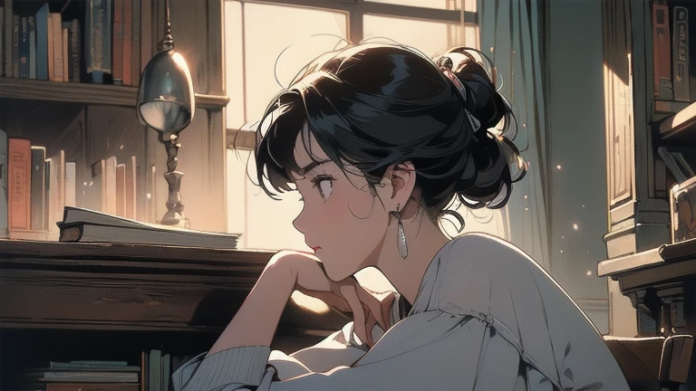 sofa、Anime Women、cool、Back view、movie、Dark Room、tobacco
