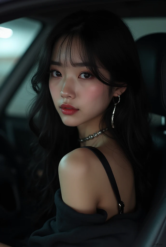 ​masterpiece、4K、top-quality、beautiful Korean women、detail portrayal、1 girl in、23years old、slender abs, (white polyester push-up bra)、city night、(filmg, Ilford HP5, 80mm)、 depth of fields、cowboy  shot、a cool、Skinny