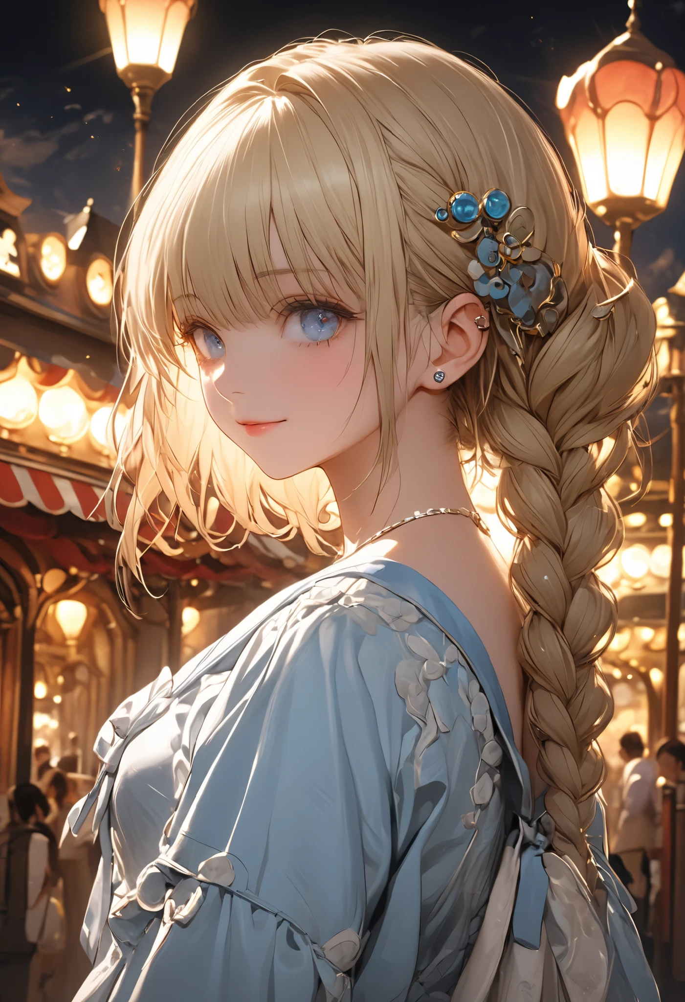 The personification of a cake, Beautiful girl, 鎧のBeautiful girl, Armor reflects light、Delicate Expression, expression of sorrow, inquisitive gaze, modest smile, White-blonde hair, Neat雰囲気, masterpiece，（masterpiece），fuill body ,best quality ，（最High Quality）， cinematiclighting ，（Cinematic Lights）、beautiful detailed eyes ，eye detail connected to an electric wire，uitra-detailed，（Super Detailed），highresolution， （high definition），8k，8K resolution，official art，（official illustration style），meteor、空から降り注ぐmeteor、無数のmeteor群、Tokyo Disneyland,Tokyo Disneylandの活気に満ちた魔法のような雰囲気の中を歩く, casual clothes that pierce your cheeks with your fingers､cute clothes､Cinderella Castle can be seen in the background, warm sunshine､The vibrant and cheerful atmosphere of Disneyland，Families and couples pass by,brown hair，shortcuts with solid，unkempt hair，Short braided hair，Neat，slender beauty，correct attitude，small breasted，beautiful legs，The enchanting gray-blue eyes are shining like stars，Saggy Eyes，bright color,Beautiful Eyes,A delicate smile,Textured Skin,best quality,gentle and beautiful woman,anime style､High Quality, Realistic, Fine, Professional, UHD, HDR, Studio Lighting, physically-based rendering, Extremely Detailed Description, bright color彩, Bokeh