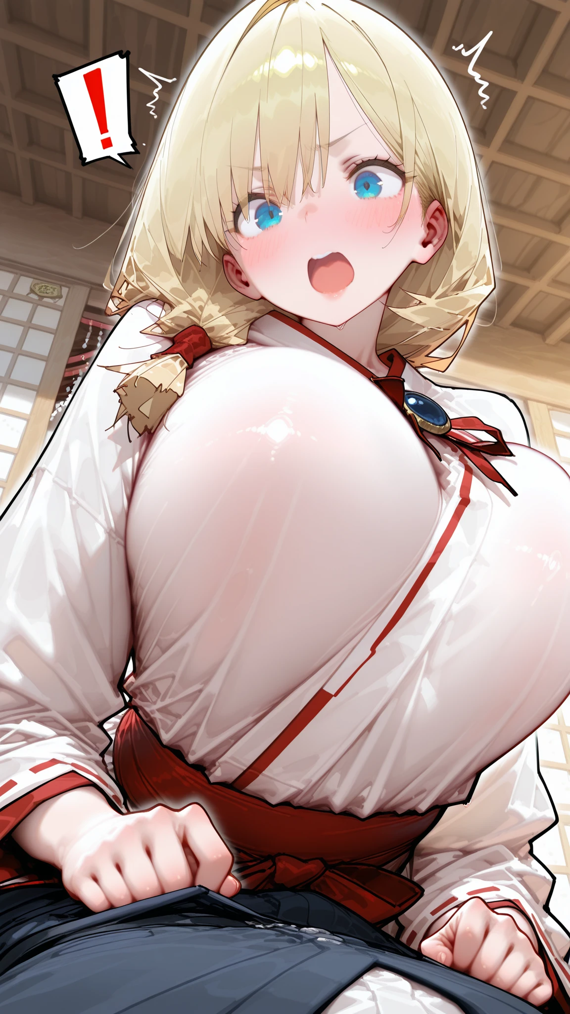 High resolution, Hellsing Ultimate art style, Seras Victoria, 1girl, ((bimbo))), short blond hair, red eyes, puffy lips, thick lips, wide ????, thick thighs, enormous round fake ??????, huge ???, cute smile face, girlfriend, blushing, ??????? squeezed together, close up, ??????????
