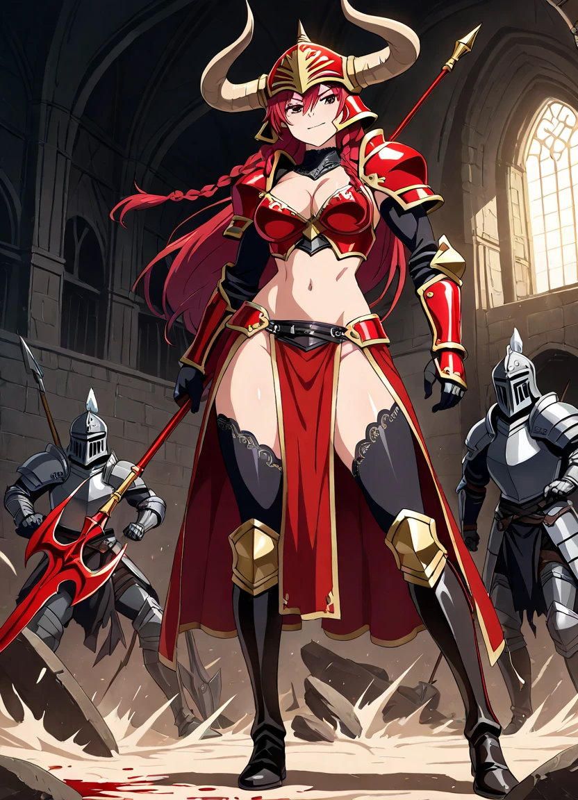 (score_9,score_8_up,score_7_up,BREAK source_anime,(masterpiece:1.2),best quality,very aesthetic,public indecency,absurdres),masterpiece,best quality,very aesthetic,absurdres,intricate details,fantasy,1girl,solo,
<lora:fana_p_v1:1>,fana,sword,circlet,red hair,yellow eyes,holding_sword,serious,<lora:Fixhands_anime_bdsqlsz_V1:1> BREAK blood,blood on clothes,sword,flower,armor,polearm,holding weapon,holding,field,helmet,outdoors,army,soldier,spear,solo focus,6+boys,battlefield,, masterpiece,best quality, very aesthetic, absurdres, ultra detailed, high resolution, 4k, extremely detailed CG,