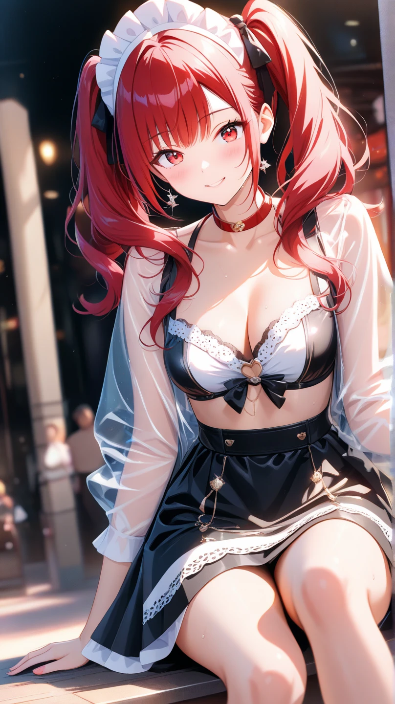 beatiful Fairy Tail's Lucy in laces, naughty, stockings, jumping, incredible warm light at sunset, ultradetailed, laceworks fractal,  lace clothes, photorealistic, jumping, boobs, lace, from under lace