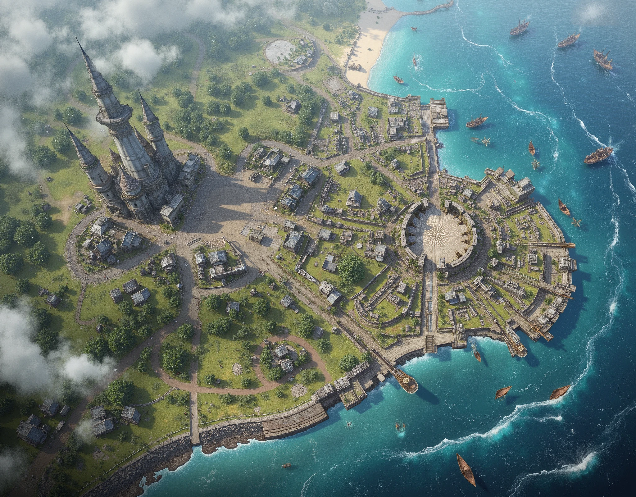 give me a map of a fantasy port city