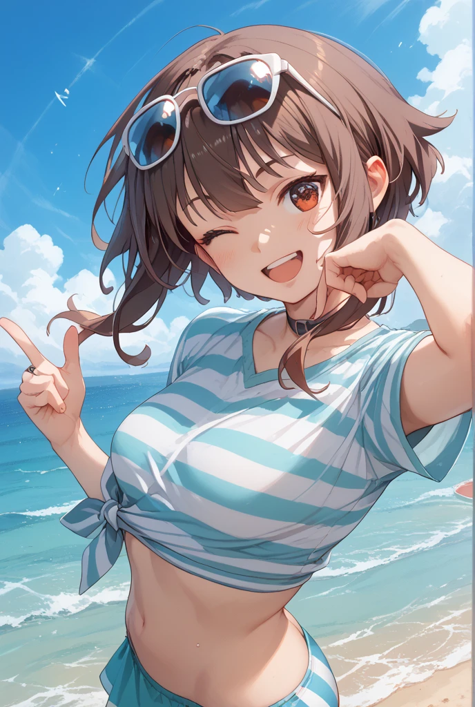 masterpiece, highest quality, High resolution, Extremely detailed CG, First default, First closing,  thighs, One Girl, belt, flask, chest, alone, Laughter, Seaside,Black lace ,Sumo,Four threads.Brown Skin,After sunburn,Seaside,Squat,Kneel,boots,Spread your legs,Hips,smile,The fabric is thin,See-through,fun,Open your hands,(((Inserted from a male))),((Trance)),Realistic depiction,