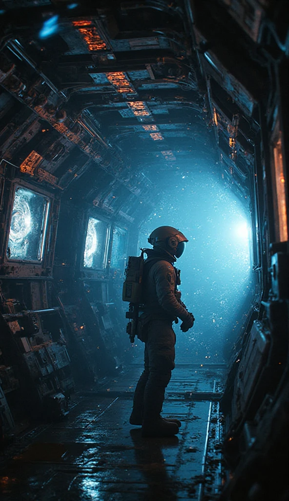 Astronauts are in a dark building, behind the astronaut there is a large door that closes by itself behind him. The sound of mysterious footsteps grew closer, But Jono didn't realize it.