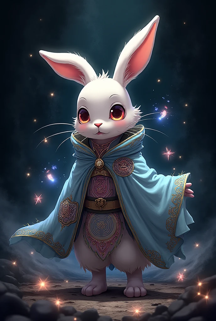 A rabbit with magic clothes anime art style dark - SeaArt AI