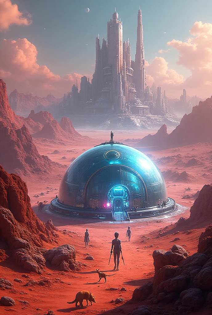 Strange photos of heavy metal planetary clouds, Electron microscopy photography, Tissue engineering, Infrared spectroscopy, Statistical mechanics, Dada Photo Montage, future proposals, Mark Caseley, quantum level ,Light orange style，Purple pink series，Alien Hexagonal Base ( are very delicate) In a hexagonal mountain oasis，There are several hexagonal exhaust fans and chimneys, some neon lights project from the base，Light up the night), There are some clouds in the night sky, Some surrounding planets provide air to unknown planets，The most remote giant hexagonal volcano erupts，the rainforest