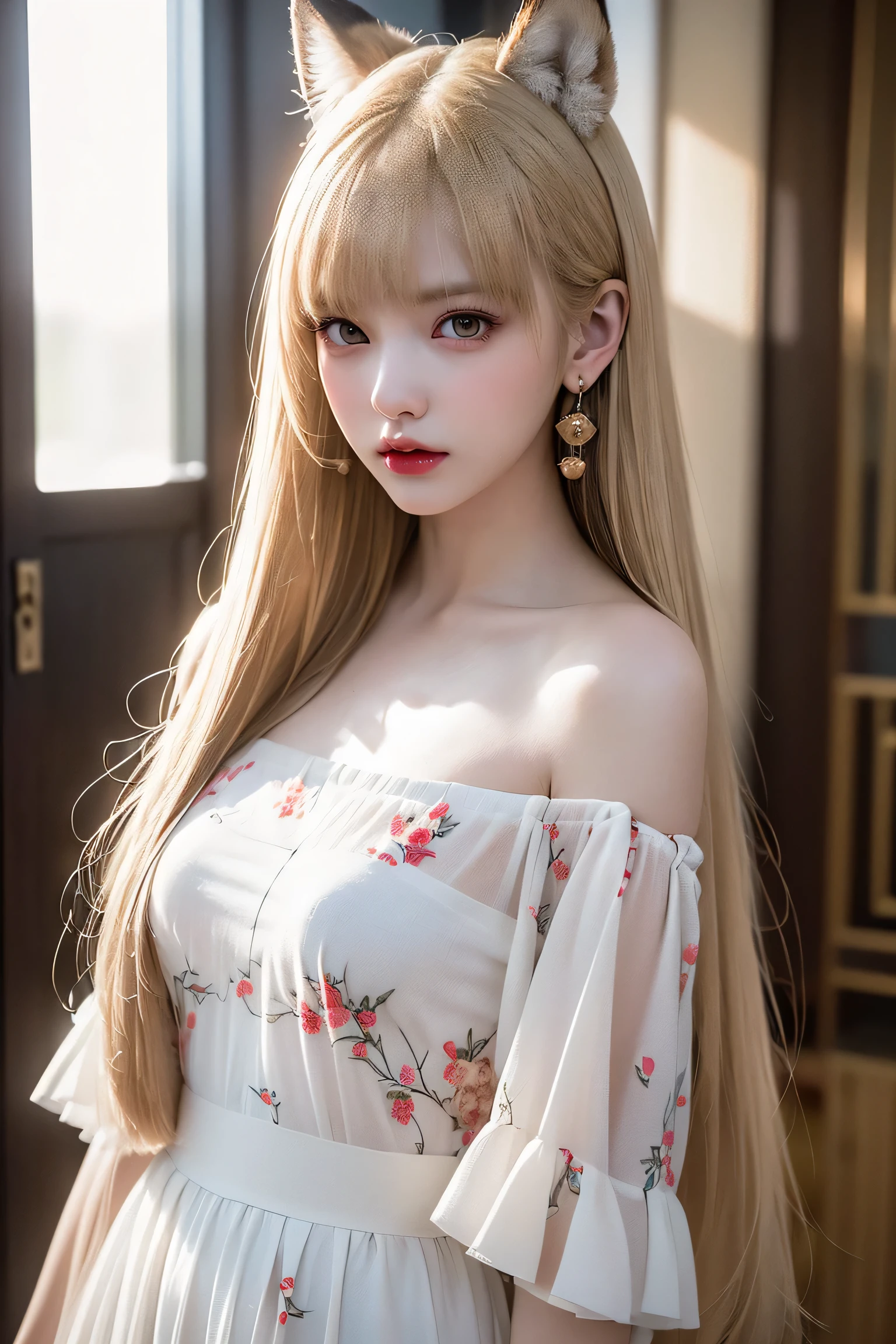 (((forehead、Blonde、Northern Europe、White people、beautiful girl、Blonde、White background、Frills、race、dress)))、table top, highest quality, figure, super detailed, finely, High resolution, 8k wallpaper, Perfect dynamic composition, detailed and beautiful eyes, Deco out,bionde, medium hair, super , Natural color lip,white background, random cute poses,frill dress