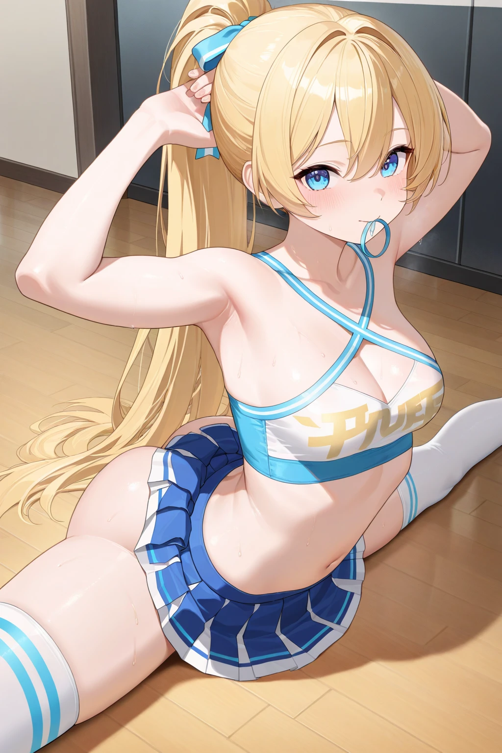 1 woman, alone, 8K, masterpiece, (The shirt will be tight around the ?????...............:1.5), Masterpiece, 8ก, (???????????:1.5), Cute face, smile a little, look at the audience., (hairy:1.8), (??????:1.6), , blue panties, Show some shirts.. ,