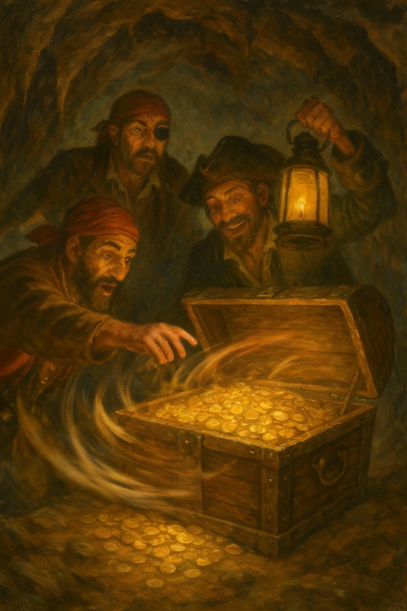A treasure mimic opens its toothy maw and chases after a cute halfling thief woman, dungeon, high fantasy