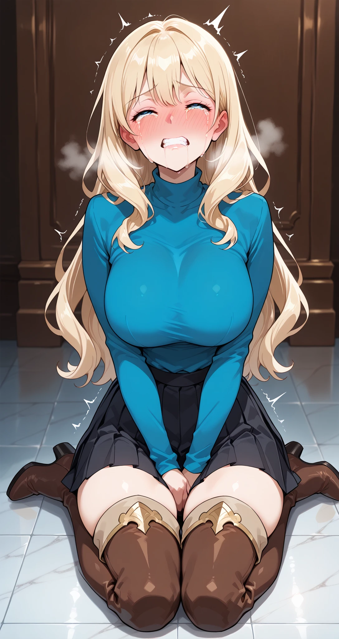 best quality,ultra high res, highres, (best quality:1.2), (ultra-detailed:1.2), (high resolution:1.2), (textile shading:1.2), (cinematic lighting:1.5), (extremely detailed and beautiful:1.1), (finely detailed eyes and detailed face:1.33), ultra realistic 8k cg,flawless, clean, masterpiece,  cinematic bloom, beautiful face, beautiful eyes, shiki_style,energy drain, eyelashes,  blond hairs , long hair ,forehead, slicked back hair ,( smile:1.3), huge breasts, cleavage, grin eyes, (beige off-the-shoulder sweater ,  shoulders), ((mount position,)）,pov,looking at viewer, ((,  in body)) , (()) , (()) , (human ),(),,1boy,(from below:1.2) ,(open crotch:1.3), (male pov:1.3),tattoo,
