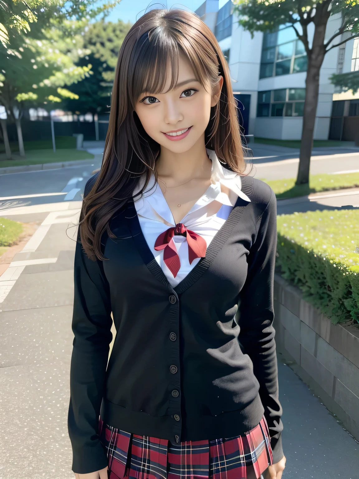 ((Best of the highest quality, 8k, Masterpiece: 1.3, raw photo)), Sharp focus: 1.2, (1 AESPA, slim body type female, 21 y/o: 1.1), (Solo: 1.2), (realistic, photo-realistic:1.37), face focus, cute face, finely eyes, side lighting, using reflectors, (small breasts, flat chest, Thigh: 1.3), (short messy hair, bangs, updo: 1.28), (wearing blazer school uniform:1.32), (:1.32), (ribbon:1.2), walking terrace dining, sun light, flower, (from below:1.1)