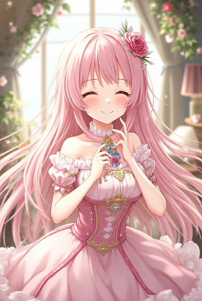 Masterpiece, anime character design, long pink hair in elegant style ...