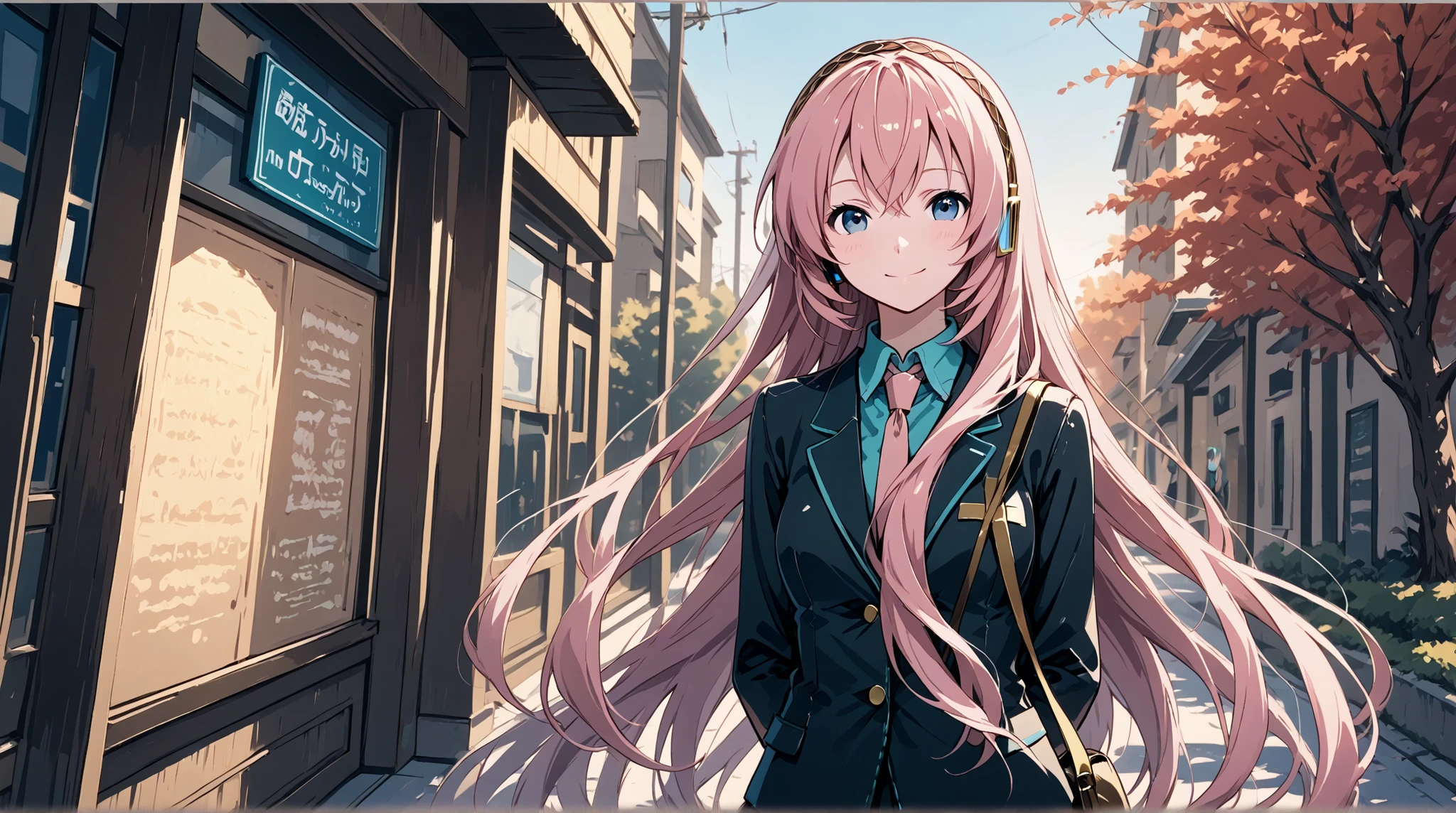 Megurine Luka,Hatsune Miku,high definition, EXTERIOR, smile, mouth, Highest Quality