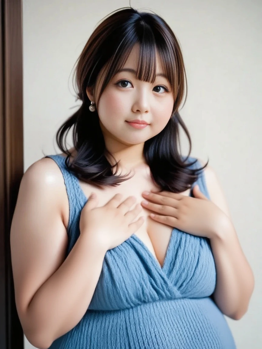 (((Very fat woman)))、Summery dress、Japanese model、cute、Beautiful Asian Girl、4K、RAW、Ultra HD