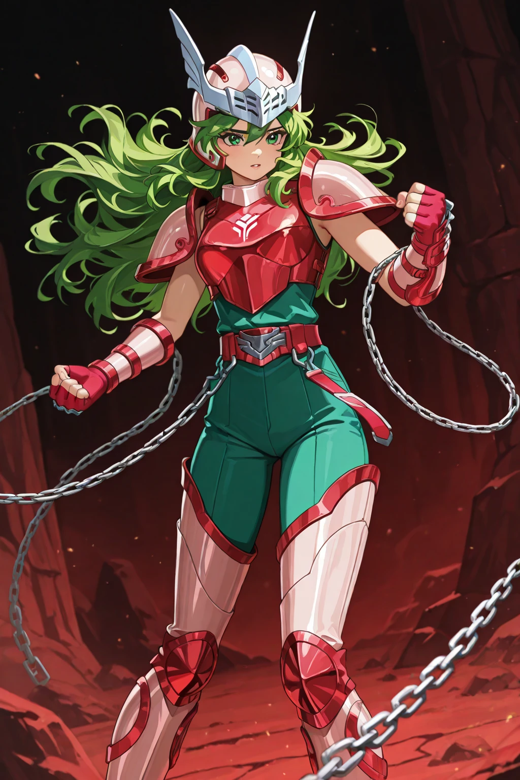 ultra-detailed, , Beautiful body, Beautiful Nose, Beautiful character design, perfect eyes, perfect face, ultra highres, 4K, beautiful legs, perfect legs, Nice hands, Perfect hand, Masterpiece, Best Quality, Highly detailed, illustration, absurdres, perfect , street fighter, doll suit, shadaloo doll, dollsuit, expressionless, blank eyes, looking at viewer, red gloves, emotionless, black , corrution, mind control, female combatant, full body, hypnotized, unhappy trance, full body suit, ribbed , both arms at side, obey, perfect female body, extremely glossy , hypnosis, hypnoLora, empty eyes, Mind control device, poses, _pose, Slave, stand up straight, standing, standing at attention, hat, necktie, belt, , ribbed , thighhighs, garter belt, Fighting Stance, extending the right arm from the shoulder into the air with a straightened hand, military, thigh boots, 1girl, hair ornaments, green hair, long hair, green eyes, (((pixel-perfect, detail-perfect))), solo, 1girl, Rydia, Final Fantasy IV, green cape