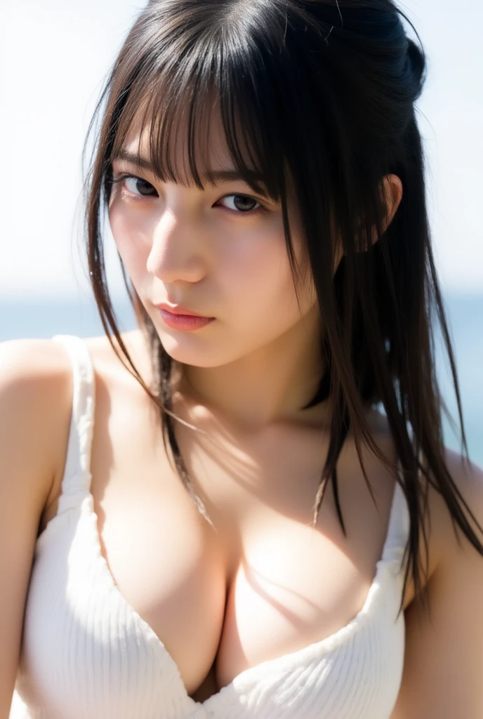 (Highest quality:1.4),(masterpiece:1.4),(Realistic:1.4),(Realistic:1.2),(超High resolution, RAW Photos:1.4),(High resolution, Very detailed:1.2),(8k:1.2),,check,a photo of a dark-haired,One Girl,alone,Big Breasts,((Upper Body:1.3)),Medium Hair,Background Blur、whole body、good、((Etchu loincloth))