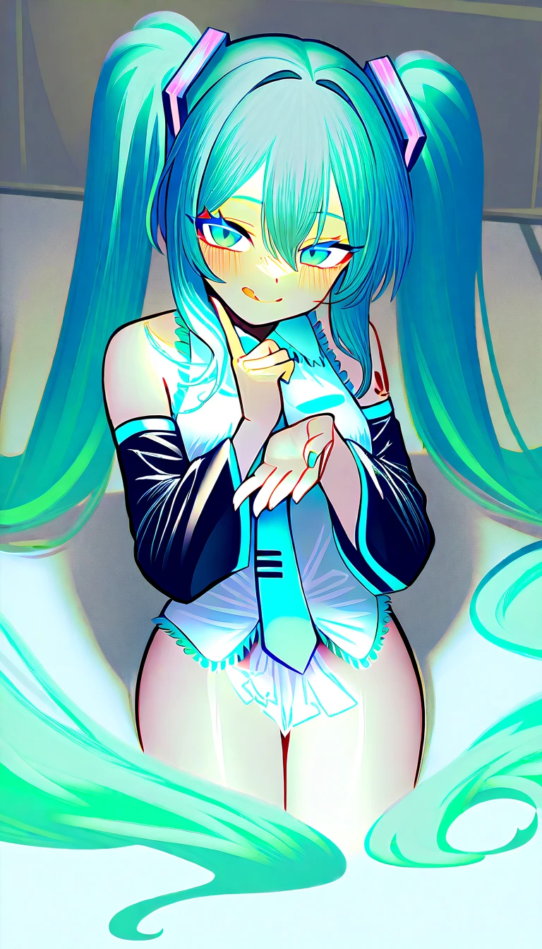 ,masterpiece,Highest quality,High resolution,Super detailed,Shiro \(no game No life\),Long Hair,Multicolored Hair,Hair between the eyes,Gradient Hair,Yellow Eyes,Flat ,Slave,Off the shoulder,cropped,Micro Mini Skirt,Fishnet tights,Downtown at night,alley,Oho face,Embarrassed,blush,Leg spread,,Falling into Pleasure,,Squirting,,Roll your eyes、squint,,One man,