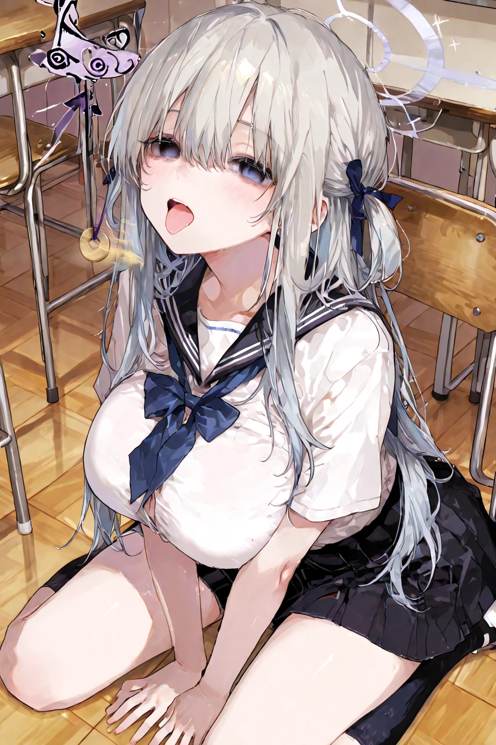 ((master piece)),(best quality),(cute face),(10yo), (blunt bangs),(bowl cut hair),(open :1.6),((petite)),((navy very miniskirt)),((tiny girl:1.2)),((little  girl:1.9)),(over kneehigh sox),((school uniform)),(spread legs),(dripping  over the :1.1),(((nude))),flat , (beautiful thick lips:1.4),(blush),classroom,sitting,((half close eyes:1.3)),(lace panties),(cum in ), ,