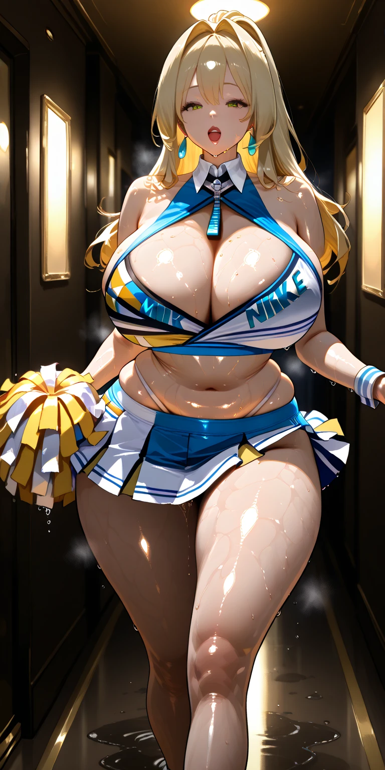 (best quality). (Ultra Detalhado). (1girl), Olhando para o Viewer. (Antecedentes detalhados). belos olhos detalhados. rosto delicado e bonito. (high saturation),  grandes, droopy , ((( cheerleader outfit))), ((())), 