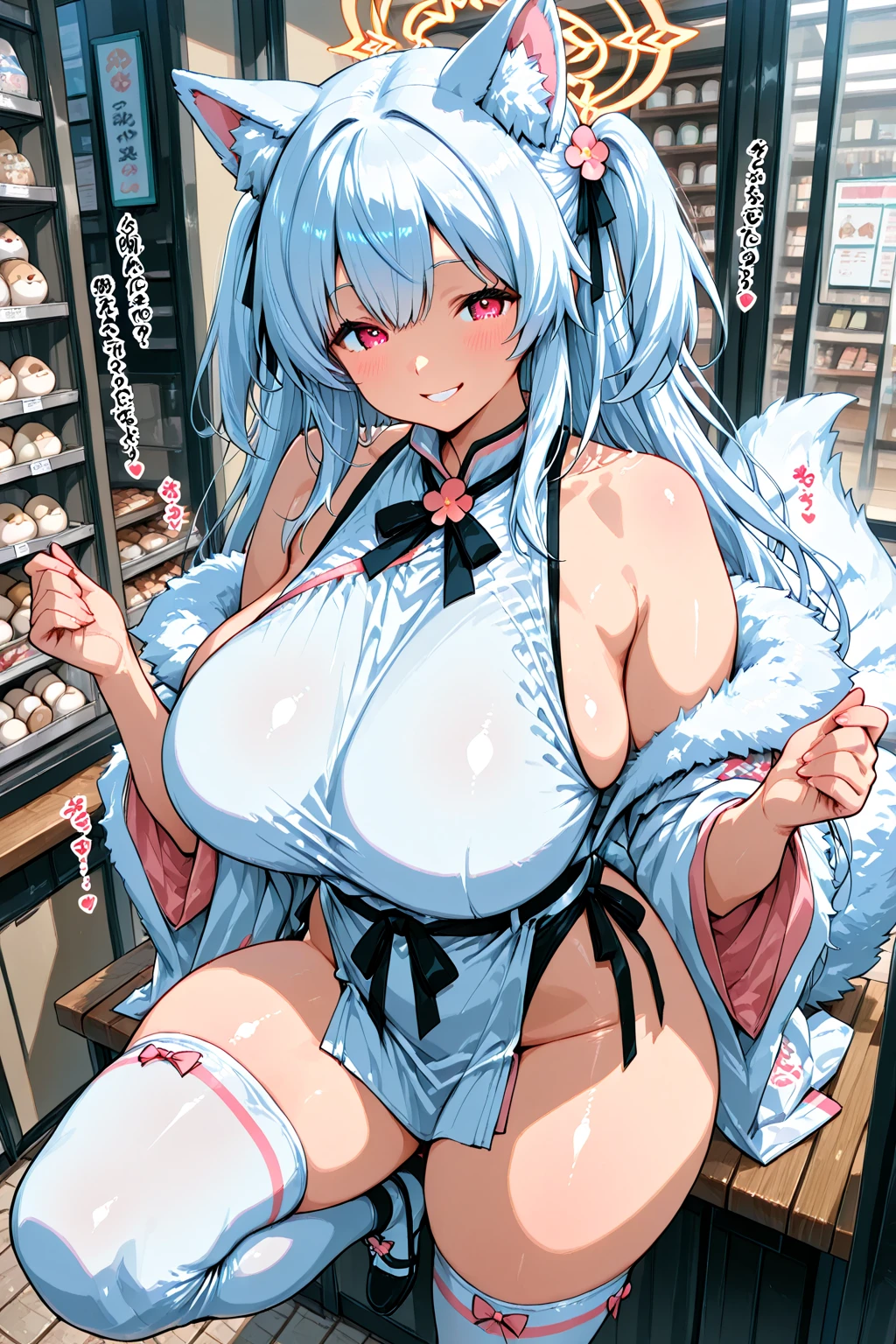 mejiro ardan(umamusume pretty derby),best quality,super detailed,????,1girl,独奏,glamorous,gleaming skin,????????????,huge ???????,huge ???????,????,barefoot,{{???????????}},????,curvy,??????,open ??????,pubic hair,animated painting,squatting, ?????????, arms behind head,market ,Beautiful anime girl,night