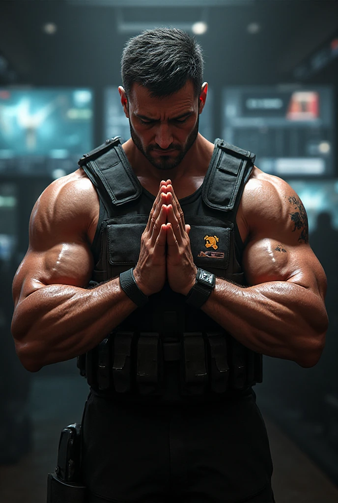 <lora:SIlverjowStyle_FLUX:1.5>
muscular, 1boy, solo, male focus, bara, muscular male, navel, short hair, shirt lift, abs, clothes lift, shirt, pants, white shirt, black hair, facial hair, pectorals, gym, large pectorals, white pants, veins, lifted by self, artist name, blurry background, mature male, blurry, The image is a digital illustration of a muscular man in a gym. He is standing in front of a row of dumbbells and weights with his arms crossed over his chest and his hands clasped together in a prayer-like gesture. He has a serious expression on his face and is wearing a white t-shirt and white sweatpants. His body is toned and well-defined showcasing his muscular physique. The background is blurred but it appears to be a gym with a concrete wall and a window. The overall mood of the image is intense and focused.