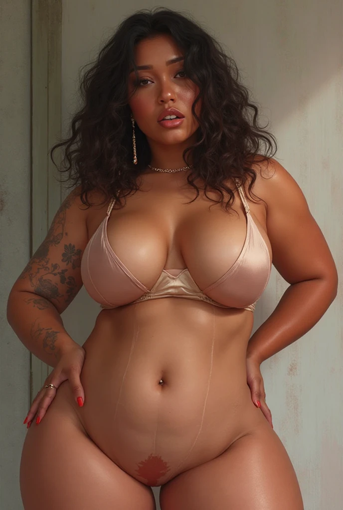 hot natural  Dominican skin color dark hair tied very wide  cylo very pink plump cute made of silicone