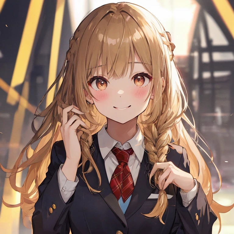 Anime girl with long hair and a school uniform posing for a picture ...