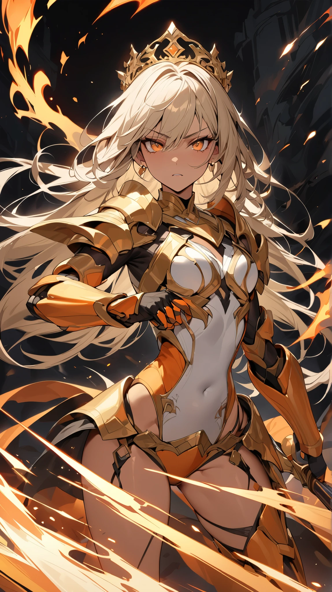 ((Lightning Power)), ((Electricity)), ((Fire Background)), ((Lightning Storm)), ((Power Erupting)), (((((android 21))))), ((((SUN Rasengan)))), (((Evil Power))), (((white Coat))), (((Busty))), (((((Big breast:1,3)))), luxury bustier corset, (((silver hair))), (((Very slim waist))), propotional body, ((Gorgeous)), (((Fire Blazing Horns))), ((((gold wings))), masterpiece, hyperdetail, ambient effect, digital effect, (((Fire Gold Bikini Armor))), (((Lightning Gold Wings)))