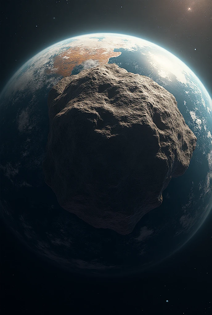 “An ultra-realistic close-up of a massive asteroid the size of a ...