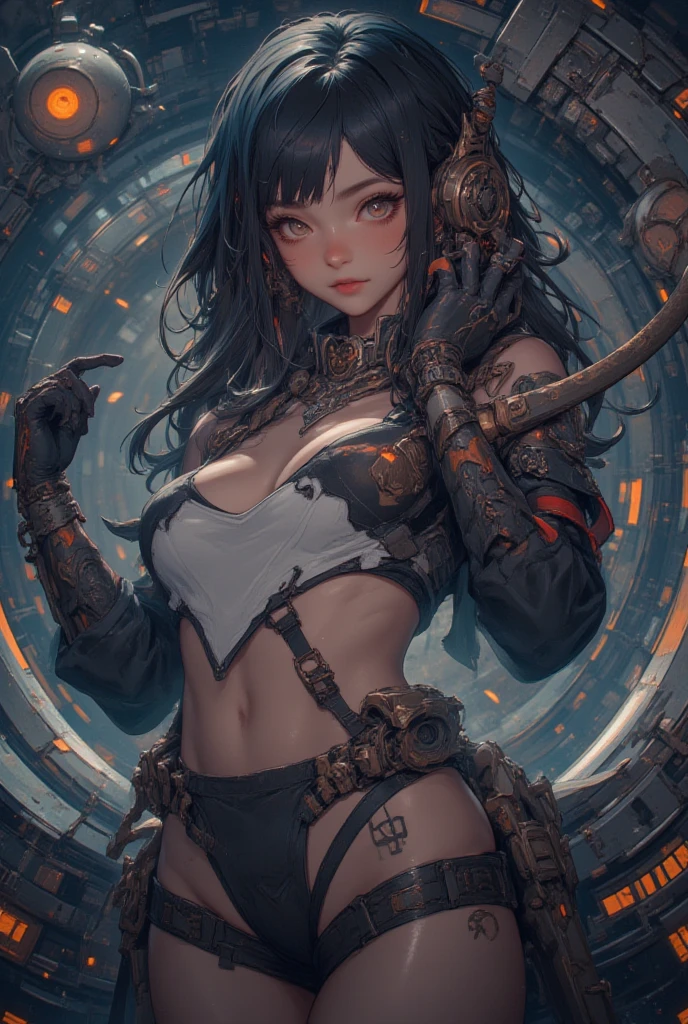 Masterpiece,Best quality,Art officiel,extremely detailed CG unified 8k wallpaper, (Hdr:1.4), (cinematic), (couleur pastel, Couleurs sombres, Soothing Tones:1.3), (texture naturelle de la peau, Hyper photorealism, Soft Light, tranchant),(Extremely detailed), professional lighting, Radio Ville,((1fille，20 ans)), In space, astronef, rayons solaires & cables:1.1), (Science-fiction:1.2), Hublot, enlumineur, stars, fantaisie, Best quality, A LOT OF DETAILS, Masterpiece, Ultra-detailed, illustration, Realstic, An extremely delicate and beautiful girl, beautiful detailed  eyes,8k_The wallpaper,beautiful detailed girl, Regarder le spectateur, messy hair, seins moyens, boobocus latéral à la base de la cuisse)), (Combinaison spatiale lourde，Mini skirt légère de grande hauteur，The ?????? is faintly visible，Imminent ?????????，?????，Asseyez-vous sur vos genoux，Legs separated),  unbuttoned, Corps entieresbienne, ((?????? suggestivity)), seductive smile，((from front))，Desire for dissatisfaction，