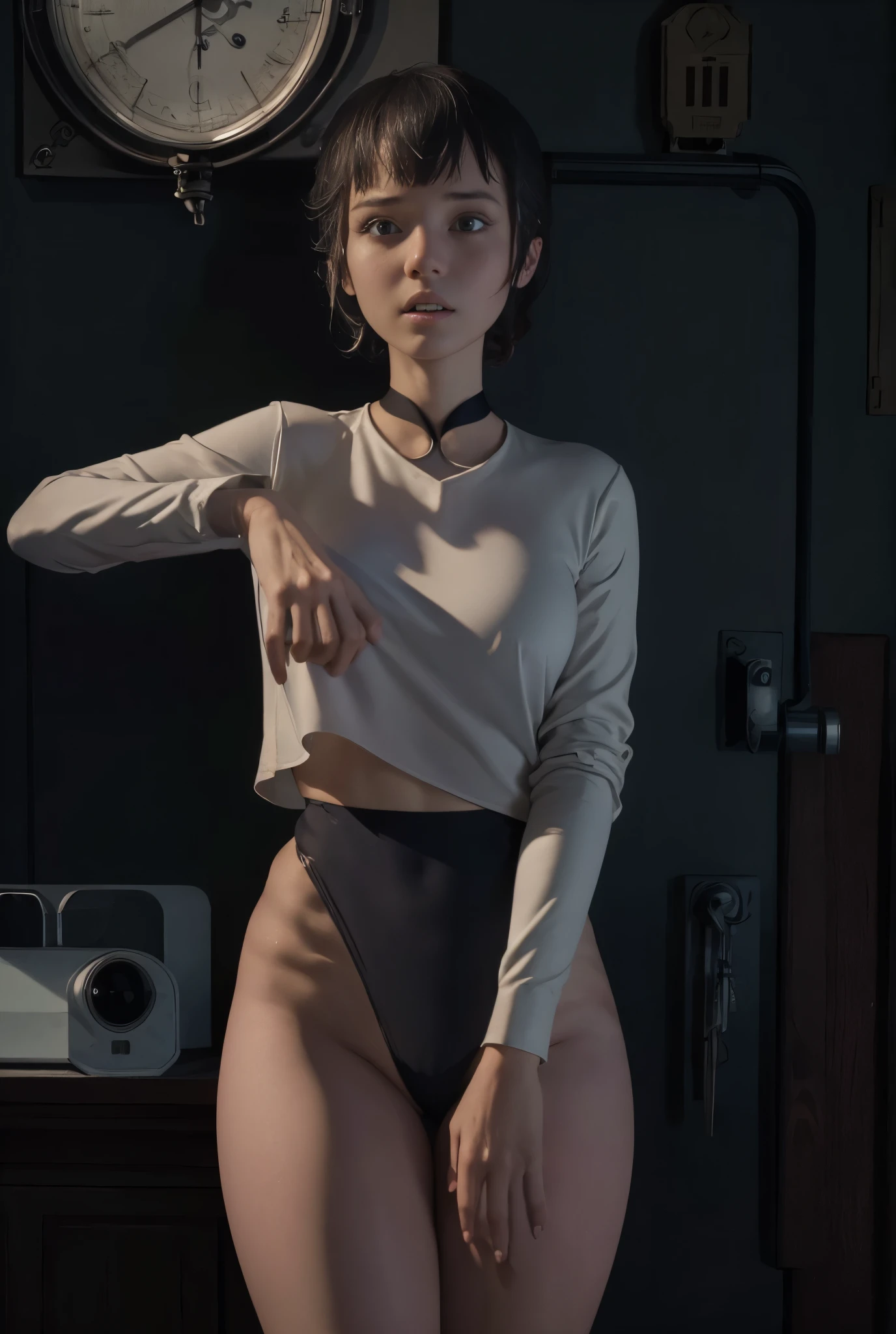 [:(Face detail: 1.4): 0.4], 16K resolution, 4k resolution, alistic: 1.4),(contrasting background: 1.5), (intime), (Technologie NVIDIA RTX Ray Tracing), (image couleur), (Skinny hips), 8-year-old girl, keira knightly, very pretty and delicate,  with Orlando Bloom, as in piraters of the carrabian.