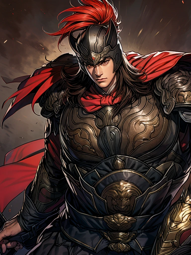 arafed image of a man in armor riding a horse, zhao yun, chinese warrior, heise jinyao, guan yu, Inspired by Huang Shen, Dynasty Warriors, bian lian, xianxia hero, Inspired by Guo Chun, feng shu, hua cheng, Inspired by Li Kan, Inspired by Pu Hua, Take off, Yang qi