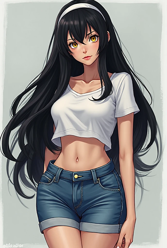 score_9, score_8_up, score_8,1 girl, solo, tall and slender girl, toned slim body, fair skin, pale skin, (black hair), (tall and big girl), long hair, thick and wide things, eyelashes, , insanely aroused, bedroom eyes, small perky , oversized sleeveless v-shirt, bulky baggy pants with multiple pockets, oversized cargo pants,