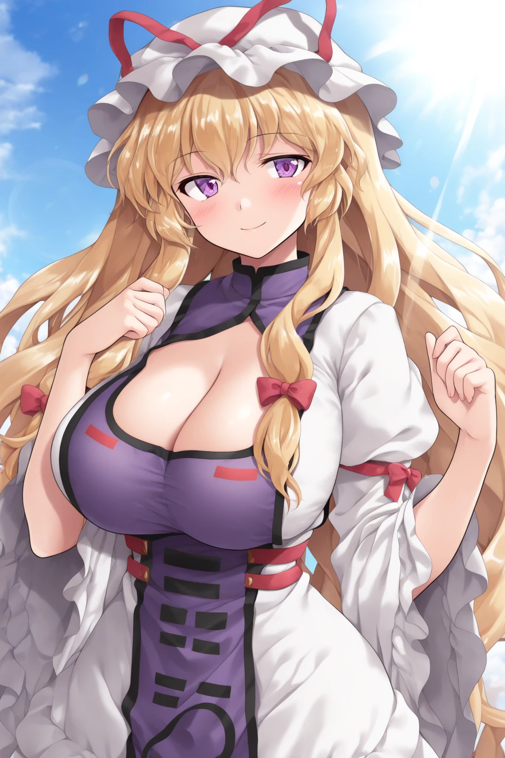 ((iyojima anzu,blond hair,green eye,gigantic breast,))((Perfect body,))((Super beautiful,))((High quality,))pov, Looking at Viewer,sweaty body, shiny skin,,looking shy Smile,see-through  white , visible through ,In  white ,garter belt,while lying in bed with legs spread, is dripping from crotch