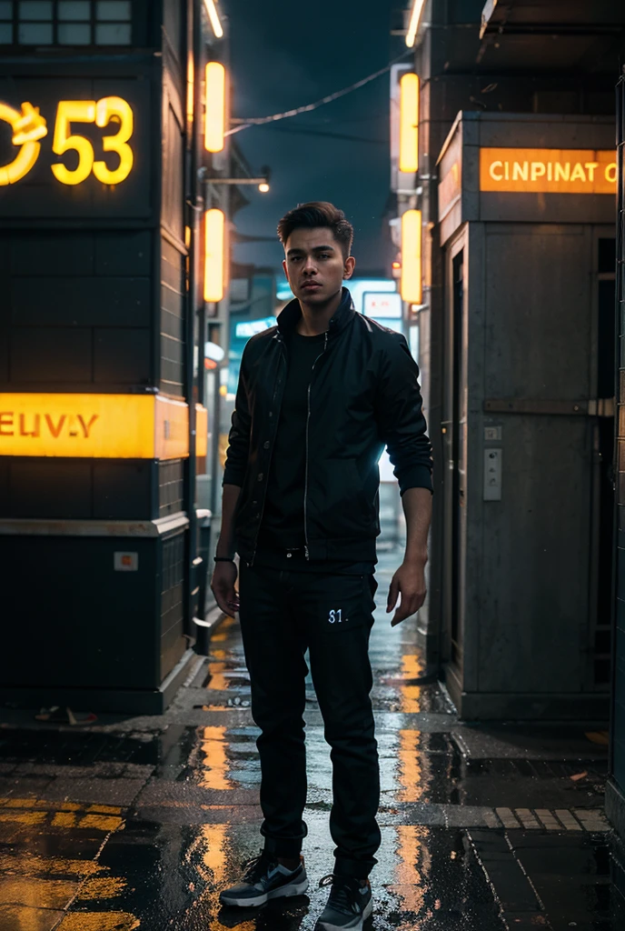 Change background cyberpunk handsome boy realistic face 8k ultra realistic