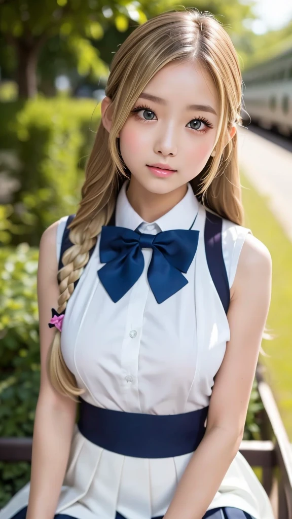 Small breasts、Idol、Hide your chest、uniform、 ((Gal Hairstyles)) blonde, 