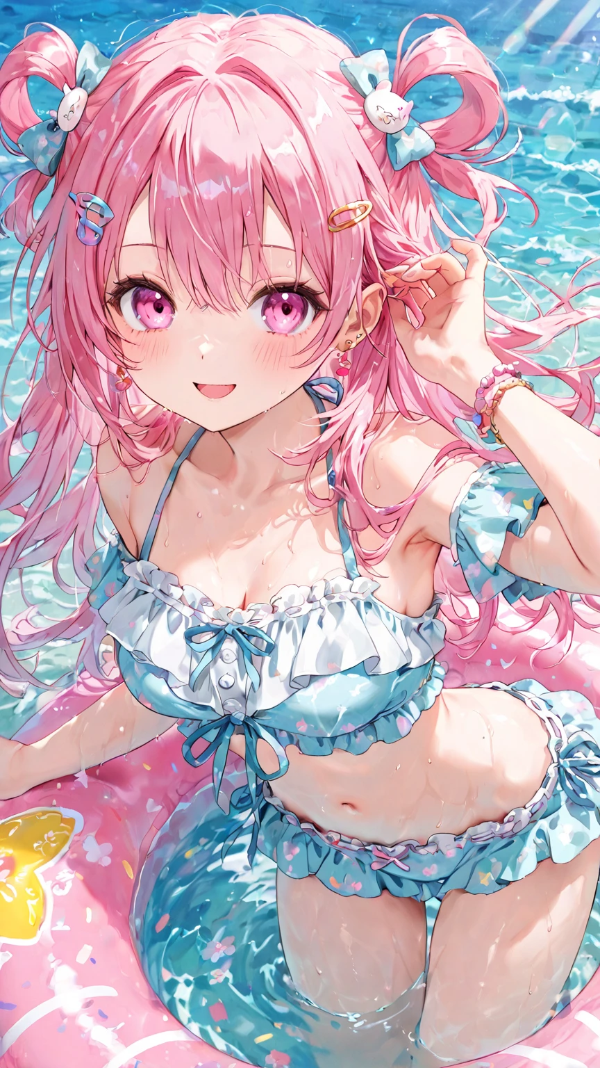 One girl、beautiful girl、Cleavage、blush shyly、Splash、キラキラしたSplash、fantasy、My skirt was blown up by the wind、High resolution、8k